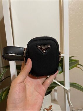 Prada Black Nylon Mini Crossbody Pouch with Leather Strap